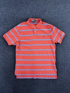 Polo Ralph Lauren Polo Shirt Mens Large Red Blue Striped Custom Fit Short Sleeve - Picture 1 of 7