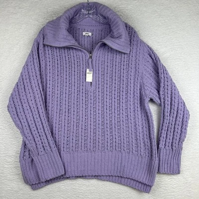Nuevo con etiquetas Suéter Aerie Cable Car Cuarto Cremallera Púrpura Suave De Gran Tamaño Para Mujer’s Mediano Foto 1 de 4