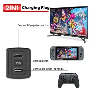 Petite station d'accueil de charge USB 2 en 1 prise adaptateur PC pour console de jeux Nintendo Switch - Photo 1 sur 7