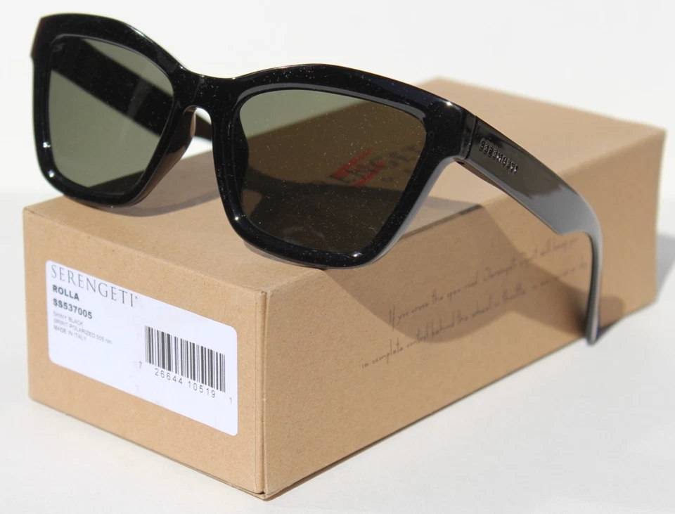 Serengeti Rolla Polarized Women's Shiny Black Cat Eye Sunglasses SS537005 Italy