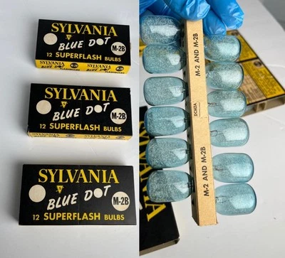 3 Boxes SYLVANIA Blue Dot M-2B Camera Flash Bulbs Vintage Photography 36 Bulbs - Image 1 of 4