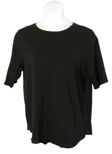 Eileen Fisher XL Black Knit Shirt Top Tee Organic Cotton - Picture 1 of 3