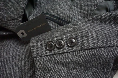 John Varvatos Black Gray Woven Soft Piping Trim Sport Coat Jacket 40 Brand New - Image 1 of 4