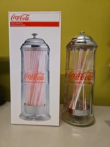 Dispensador/tarro de pajita de soda de vidrio antiguo Coca-Cola/Coca-Cola - Imagen 1 de 5