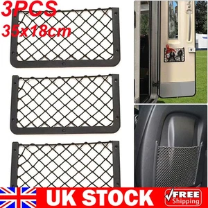 3x Large Storage Elastic Net Campervan Caravan Motorhome Organiser Mesh Holder - Picture 1 of 12