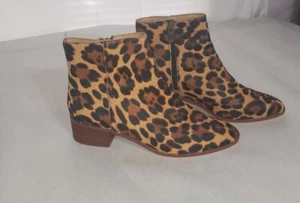 J. Crew Walker calf hair ankle boots  Size 7 Style # AA521 Leather Upper Leopard - Picture 1 of 6