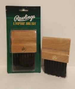 Vintage Rawlings Wood UMPIRE BRUSH Baseball Softball Home Plate Sweep Lot of 2 - Picture 1 of 6