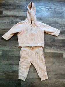 Gap Kids Girls Pink Sweatshirt Swearpants Zip Hoodie Set 12-18 months - Picture 1 of 4