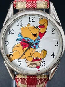 Working Vintage Timex Disney Winnie Pooh Apple Basket Watch Checkered Band N2 - Picture 1 of 11