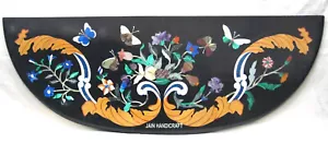 30" x 12" black Marble Side Corner console Coffee Table Top pietra dura inlay - Picture 1 of 3