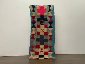 Moroccan Handmade Vintage Rug Pachwork Berber Unique Colorful Rug 2'6"x6' Ft - Picture 1 of 11