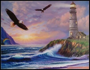 Eagle Lighthouse - Chart Counted Cross Stitch Patterns Needlework DIY DMC   - Picture 1 of 2