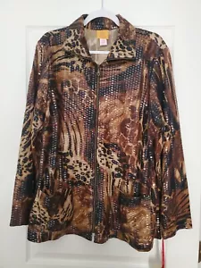 Ruby Rd Woman Women's Jacket Size 20W Wild At Heart Animal Print Shimmery NWT - Picture 1 of 8