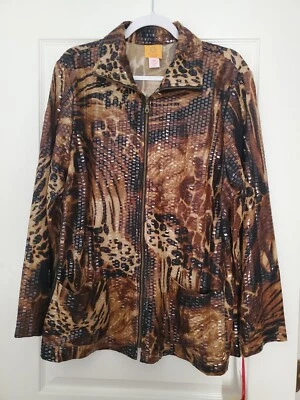 Ruby Rd Woman Women's Jacket Size 20W Wild At Heart Animal Print Shimmery NWT - Image 1 of 4