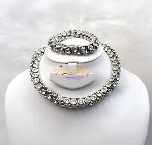 ClearSilver Costume Choker Fashion Party Wedding Necklace Earring Jewellery Set - Picture 1 of 6