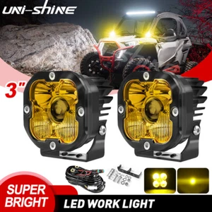 Pair For 2017-2024 Can-Am Maverick X3 3'' LED Work Laser Lights Amber Fog Pods - Picture 1 of 10