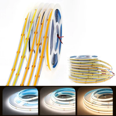 FCOB LED Strip Light 320 LEDs High Density Flexible COB Led Light 8mm DC12V 24V - Image 1 of 4