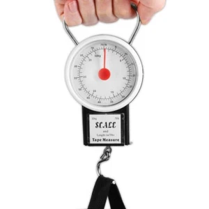 2-IN-1 PORTABLE LUGGAGE SCALE WITH HANDY 1M TAPE MEASURE - 32KG CASE CAPACITY - Picture 1 of 3