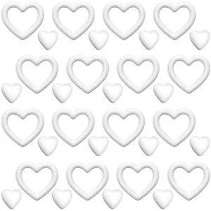 32 Pieces Heart Shaped Foam White Foam Heart Wreath Forms for Crafts Projects... - Picture 1 of 7