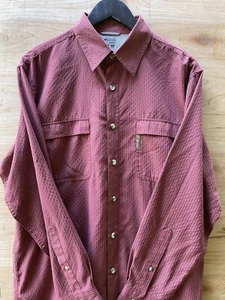 Columbia Shirt Men M Red Block Print Omni Shield LS - Picture 1 of 8