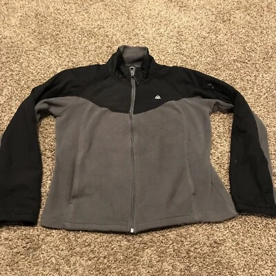 snozu womens L gray black full zip fleece jacket a46 - Image 1 of 4