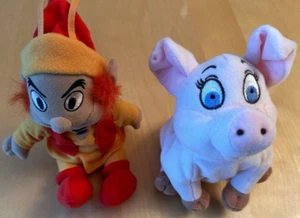 DISNEY BLACK CAULDRON FAIRFOLK HEN WEN PIG BEAN BAG BEANIE PLUSH LOT 2 - Picture 1 of 6
