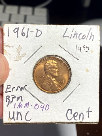 1961 D United States 1Cent1  Error Coin - RPM Cover