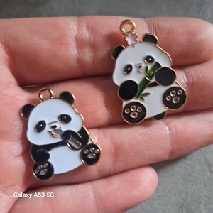 Lot de 2 pendentifs panda, en métal, environs 2.5 cm. - Imagen 1 de 1
