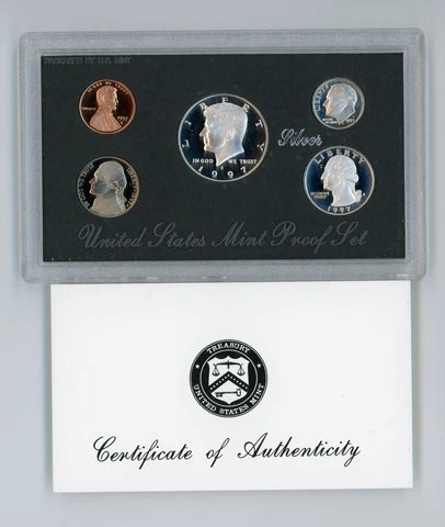 1997 S United States Mint Silver Proof Set w/ Original Package COA US Treasury Cover