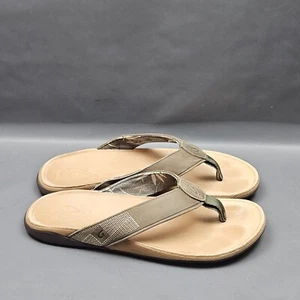 Olukai Tuahine Sandals Mens 9 Brown Leather Thong Flip Flops Beach Water Shoes - Picture 1 of 9