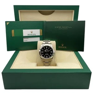 Rolex Explorer 39mm 214270 Steel Black Dial Automatic Watch Box Papers - Picture 1 of 6