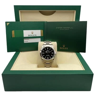 Rolex Explorer 39mm 214270 Stahl Schwarz Zifferblatt Automatisch Uhr Box Papiere - Bild 1 von 4