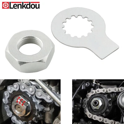 Para YAMAHA R6 TDM850 YZF 600 1000 95-07 Juego de tuerca de piñón delantero y lengüeta de arandela de bloqueo Foto 1 de 4