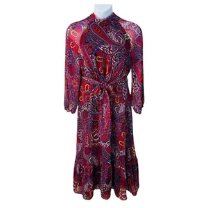 Tahari Arthur S Levine Women's Size 14 Paisley Print Sheer Sleeve Maxi Dress - Picture 1 of 7