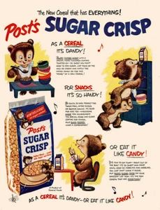 1950 Posts Sugar Crisps: As a  Cereal Its Dandy Vintage Print Ad - Picture 1 of 1