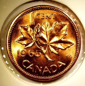 1965 Canada Cent Queen Elizabeth II (SB B5) Variety #2 - Picture 1 of 2