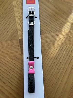 Collar de cuello ajustable para perro Petco 9-13 pulgadas pequeño cuero negro Foto 1 de 4