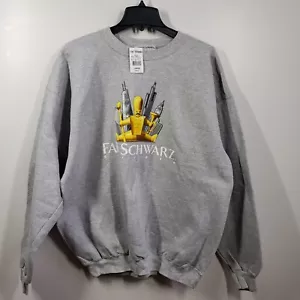 Vintage Fao Schwarz Sweatshirt Adult Large Gray Logo Crew Neck Long Sleeve - Picture 1 of 11