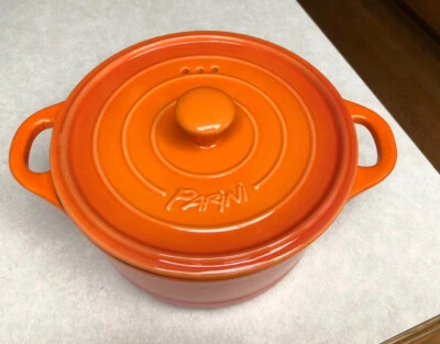 PARINI 2,5 qt Horno Holandés Cazuela Plato Naranja Utensilios de Cocina Cerámica con Tapa Foto 1 de 4