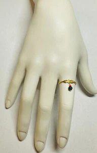 Anillo Azabache Oro Amarillo 10K Ojos Santa Lucía "Ojos Santa Lucía" y Genuino 4mm - Imagen 1 de 4