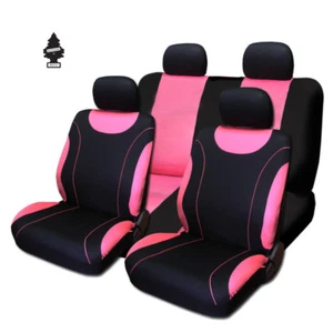 For Hyundai New Black and Pink Cloth Car Truck Seat Covers With Gift Full Set - Picture 1 of 7