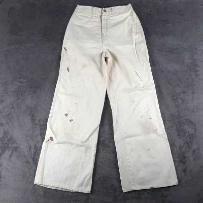 VTG 70s Wrangler Pants Wide Leg Bottoms Womens Junior 11 White Embroidery Hippie - Image 1 of 4