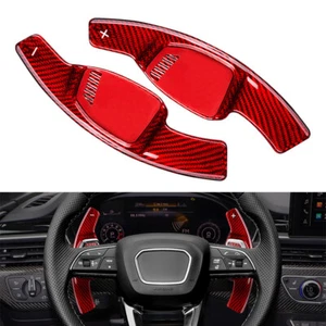 Steering Wheel Paddle Shifter Extension Carbon Fiber Fit Audi RS5 RS7 2021 Red - Picture 1 of 11