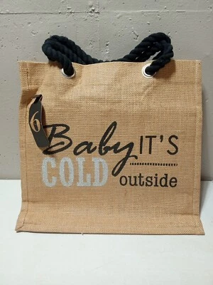 Sacola de presente reutilizável vinho alças de cabo preto bebê está frio fora comporta 6  - Imagem 1 de 4