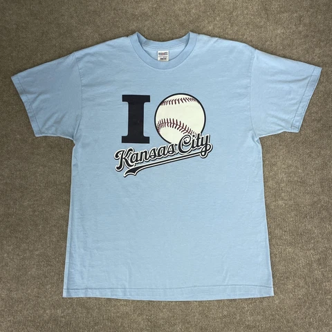 Kansas City Royals I Love Baseball T-Shirt Tuesday XL Powder Blue Jerzees Tee Cover