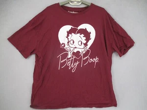 Betty Boop Shirt Womens 18 Red Y2K Short Sleeve Love Heart J Adore Cartoon Retro - Picture 1 of 14