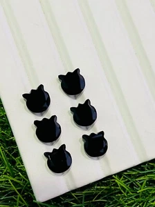 6 Pezzi Spinello Nero Faccia di Gatto Pietre Preziose Intagliate Per Fare Gioielli Misura 11mm - Foto 1 di 5