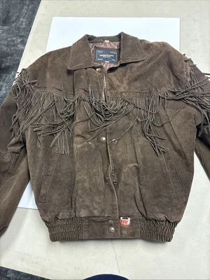 Vintage 80s Gianni Velente Brown Fringe leather Jacket - Image 1 of 4