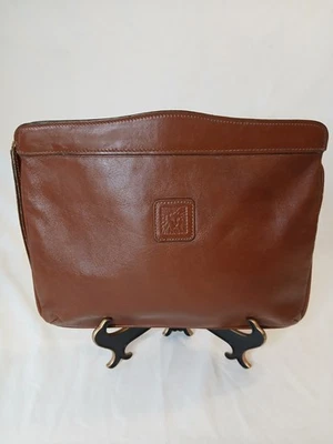 Bolso sin asas vintage Anne Klein Saks Fifth Ave de cuero marrón con cremallera - Imagen 1 de 4