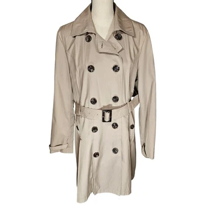 Pelle Double Breasted Belted Trench Coat, Tan, XL - Image 1 of 4